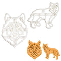 Set of 2 Wolf Cookie Cutters - Face and Body 3D Printed Baking Tools