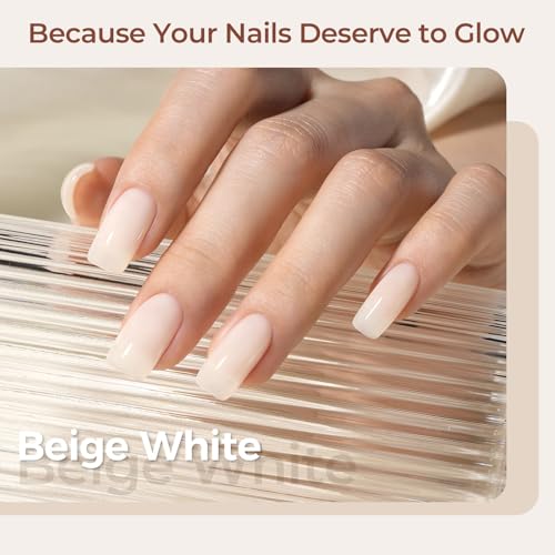 Off White Gel Nail Polish Nude White Jelly Gels Long-Lasting Shine 21-28 Days