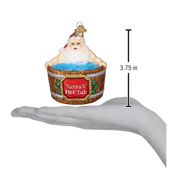 Santa Hot Tub Christmas Ornament - Handcrafted Glass Holiday Decoration