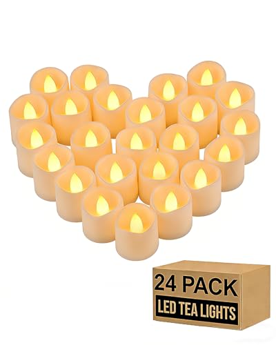 Battery Operated LED Tea Lights Set - 24 Pcs, 200+ Hours, Realistic Flicker