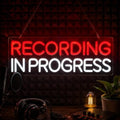 Neon Sign Recording in Progress USB LED Light - Red, Studio Decor