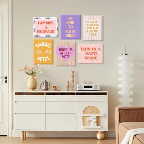 Motivational Psychology Wall Art Canvas Set - 8x10 Inch Prints, Office Decor, Positive Quotes, Therapy Artwork - Variation of Psychology Prints