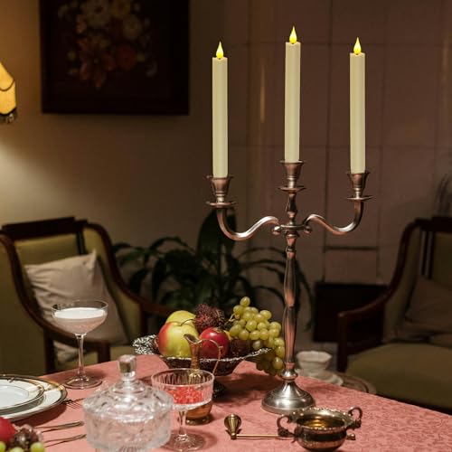 Ivory Flameless Taper Candles with Remote - Set of 24, 9.6 Inches Safe Battery Operated Decor