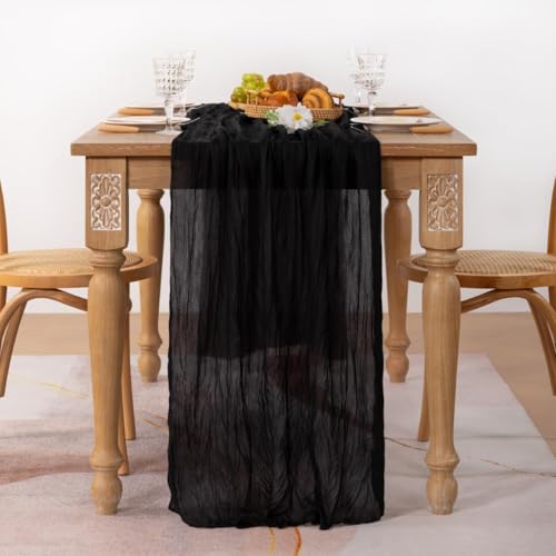Black Halloween Fall Cheesecloth Table Runner 10 Ft 3-Pack - Gothic Decor