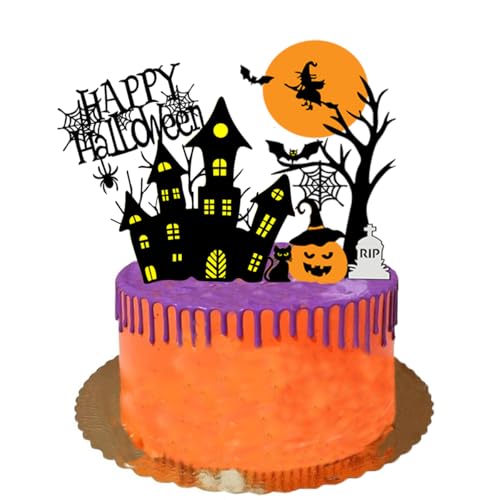 Halloween Cake Topper 6 Pieces Pumpkin Decoration for Birthday Party