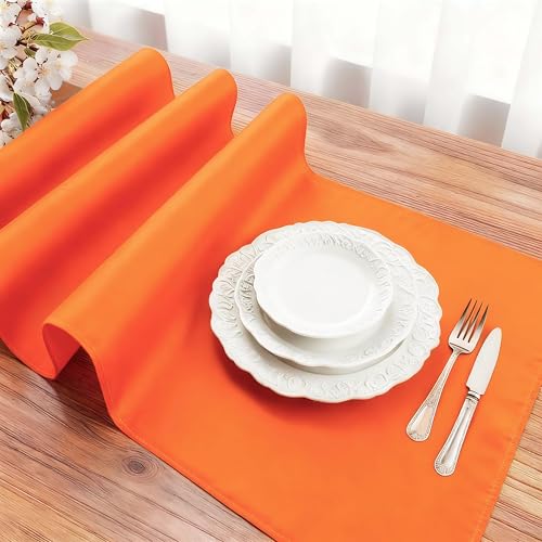Orange Waterproof Decorative Table Runner 108 Inches Long - FOLINS&HOME