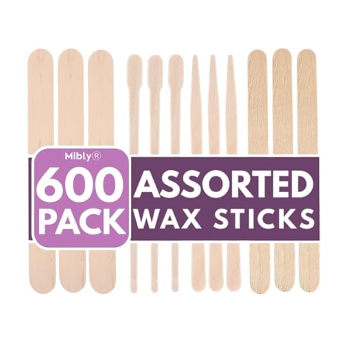 Assorted Wooden Wax Sticks Pack of 600 - Waxing & Craft Applicators, Multiple Sizes