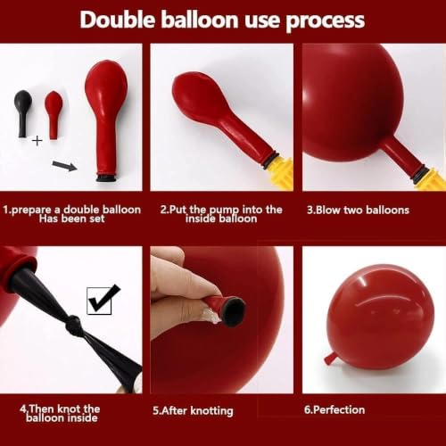 Dark Red Black Balloon Arch Kit with Bow - Burgundy & Maroon Balloon Garland for Birthday Halloween Wedding
