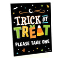 Halloween Trick or Treat Sign with Stand - Kids Party Decoration, 10.5 x 13.75 inches
