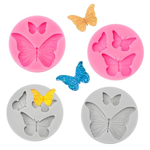 Butterfly Silicone Mold for Cake Decoration Soap Resin Clay - 4 Pcs