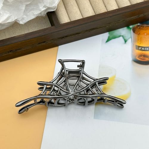 Halloween Black Spider Web Bat Pearl Hair Claw Clips - Combination 1