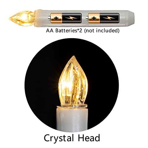 White 12 Pcs Christmas Window Candles with Timer - Flameless Battery Operated LED Taper Candles