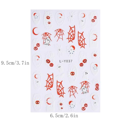 Halloween Ghost Skull Nail Stickers - 6 Sheets Self Adhesive Nail Art Decals - Ghost & Pumpkin Designs (Variation: Ghost Skull-6)