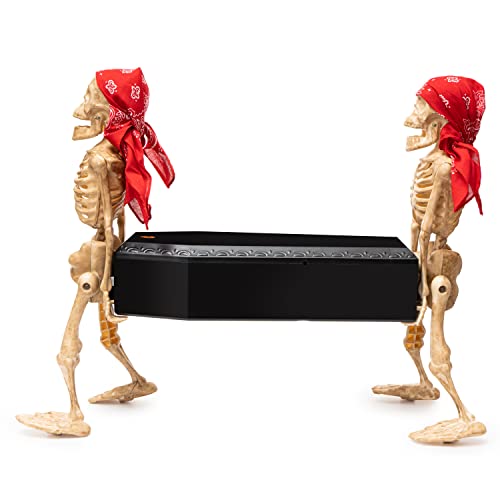 Walking Corpse Skeleton Coffin Prop - Light Up Halloween Animatronic for Indoor & Outdoor Haunted House, Spooky Yard Decor, Moving Skeleton with Skull Casket - Variation: Walking Corpse