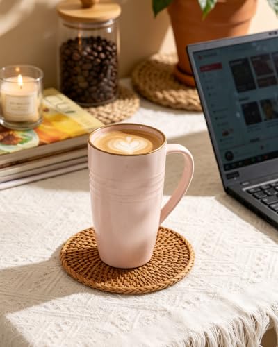 Jupiter Large Coffee Mug Set of 4 - Pink & White 20oz Ceramic Drinkware
