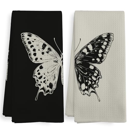 Boho Butterfly Kitchen & Bathroom Towels Set - 2 Pack, 16x24 Inches