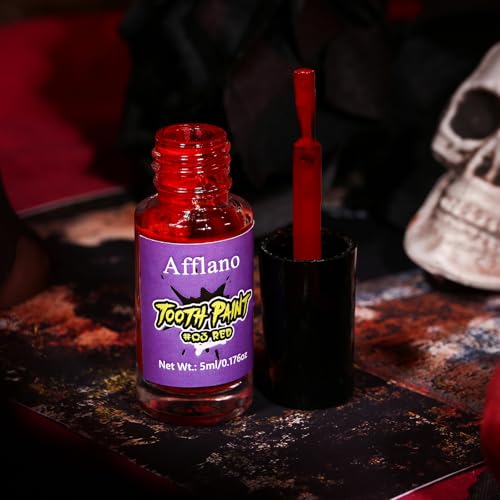 Red Tooth Paint - Temporary Blood Red FX Makeup for Halloween & Cosplay - Fast Dry & Safe - Variation: Red