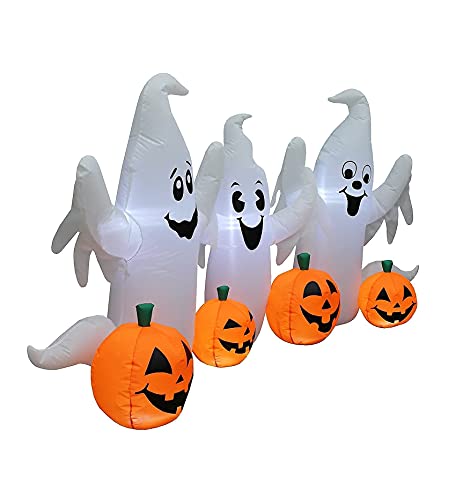 Inflatable Halloween Skeleton on Train & Ghosts Set - Indoor Outdoor Decor
