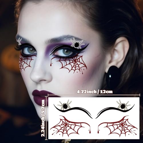 Halloween Luminous Eye Tattoo - 12 Pc Spooky Lash & Face Makeup Designs
