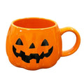 Halloween Pumpkin Mug 3D Ceramic Cup Spooky Fall Decor Gift - Orange
