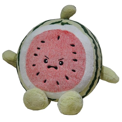 Watermelon Plush Pillow - 17.7 Inch Angry Fruit Soft Cushion for Kids & Adults