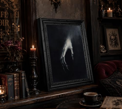 Clawed Hand Gothic Wall Art - Framed Vampire Poster 11x9in Dark Decor