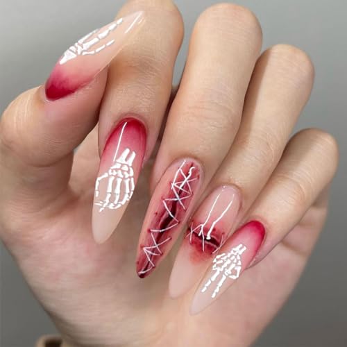 Halloween Skull Nail Stickers - 8 Sheets Self-Adhesive Nail Decals for DIY Nail Art