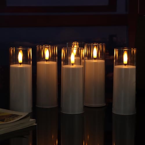 6-Pack Flameless Candles with Remote & Timer, 2x6 Inches, Clear Acrylic