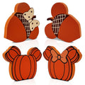 Thanksgiving Fall Wooden Sign Set - 4 Cute Pumpkin Mouse Decor for Home & Table