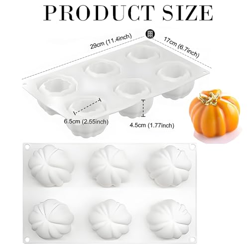 Pumpkin Silicone Mold 6 Cavities for Halloween & Thanksgiving - White / Medium / 1