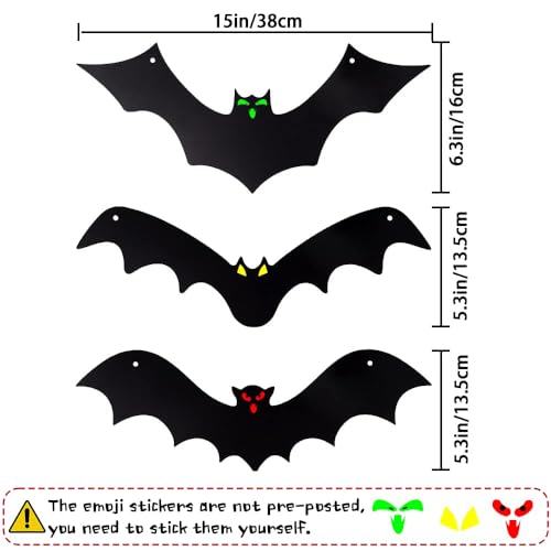 18Pcs Halloween 3D Hanging Bat Decorations with Glow Eyes Outdoor Spooky Set