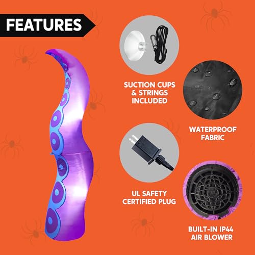 Halloween Inflatable Octopus Tentacle Decor with LEDs - Outdoor Yard & Garden