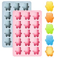 Pink and Blue Bear-Shaped Silicone Ice & Gummy Mold Set - 15 Cavities