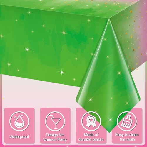 3pcs Witch Party Tablecloths 54x108 Inches Pink Green Disposable Rectangle Cover Set