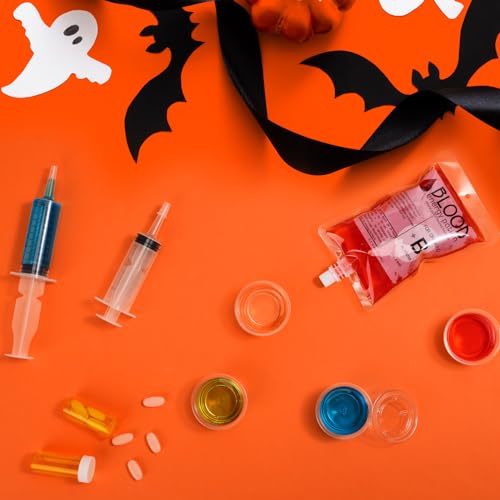 Halloween Party Supplies Set - Blood Bags, Syringes, Pill Bottles, 120 Pieces