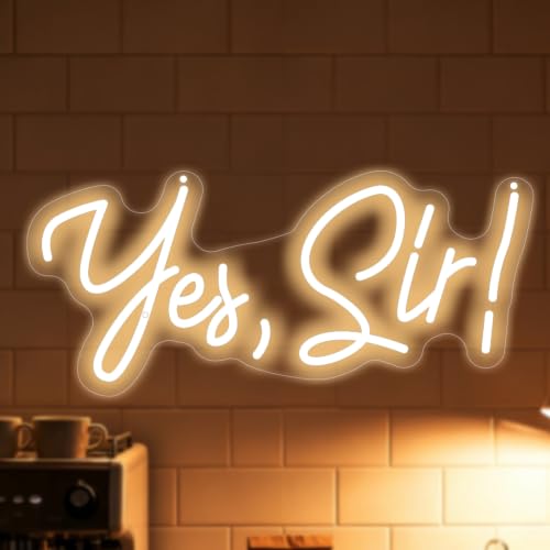 Yes Sir Neon Sign Motivational Quote LED Wall Decor - Warm White, 17.5 x 7.8 Inches - Variation: Yes Sir Warm White