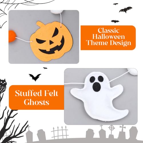 Halloween Felt Banner 2 Pcs Ghosts Pom Poms Halloween Decorations