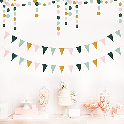 Sage Green & Pink Gold Party Decorations Set - Boho Baby Shower Bridal Wedding