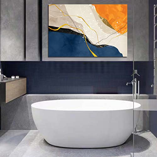 Blue and Orange Wall Art Canvas - Large Abstract Modern Artwork for Living Room and Bedroom - 36x24 Inches - Ready to Hang