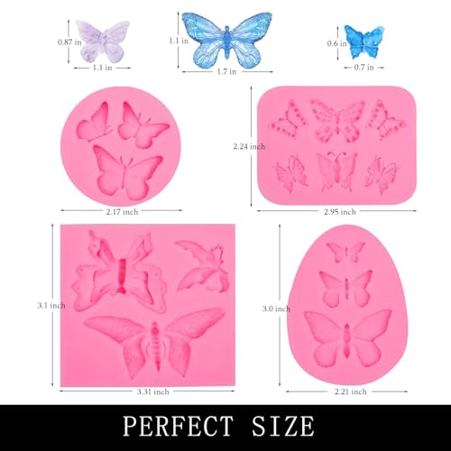 Butterfly Fondant Silicone Molds Z222 - 4 Pack Cake & Cupcake Decorations