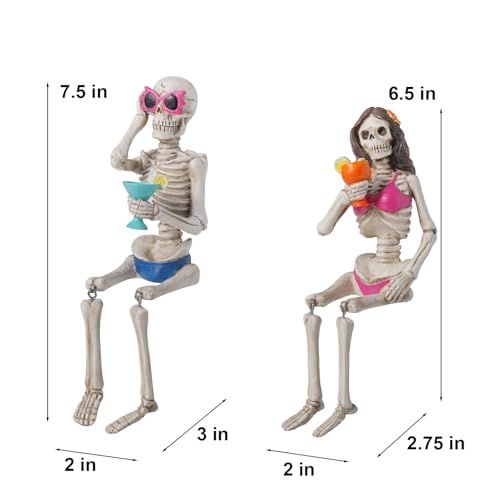Skeleton with Sunglasses - Summer Couple Skeleton Statue for Beach Pool Decor - Variation: Sunglass