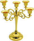 Black 5-Candle Metal Candelabra for Pillar & Taper Candles 10.6 Inch Tall Home Decor - Glod