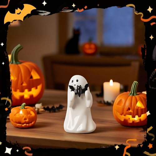 Halloween Ghost Statue - Bat Ghost Finger Sculpture Home Decor - Humorous Holiday Ornament