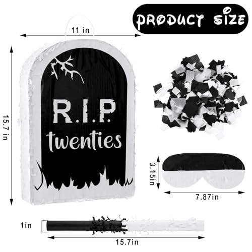 30th Birthday Piñata Set with Tombstone Design - Fun Death to My 20s Party Supplies