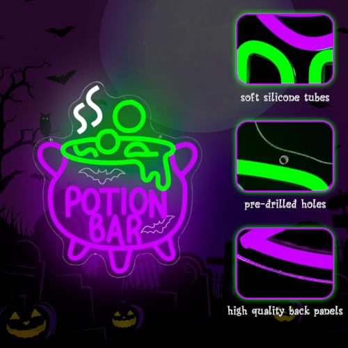 Potion Bar Halloween Neon Sign Witch Neon LED Wall Decor Dimmable USB Powered