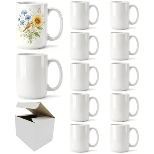 15 oz Ceramic Sublimation Mug - Blank White Coffee Cup for Custom Printing