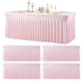 Pink Spandex Rectangular Tablecloth 6ft with Skirt - 72 x 30 Inches, 4 Pack