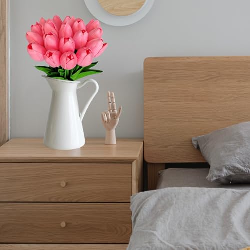 White Artificial Tulips Set - 20pcs 13.5 Inch Spring Flower Decor - Peach Pink Variation