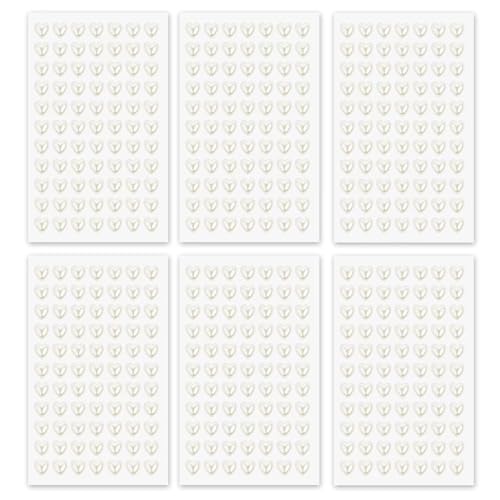 Heart-Shaped Pearl Stickers 10mm Self-Adhesive Gems for Crafts Makeup Nails - White
