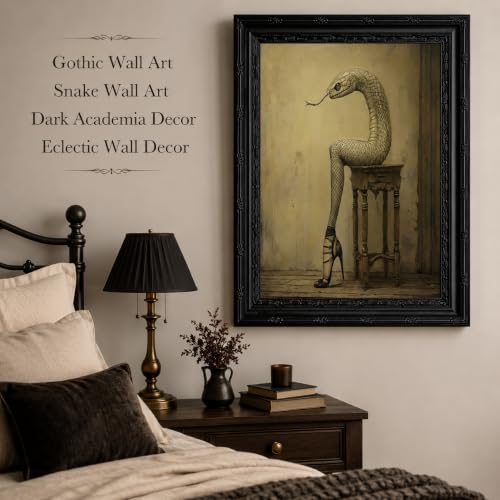 Framed Gothic Surreal Snake Wall Art - Human Form Variation - 11"L x 9"W